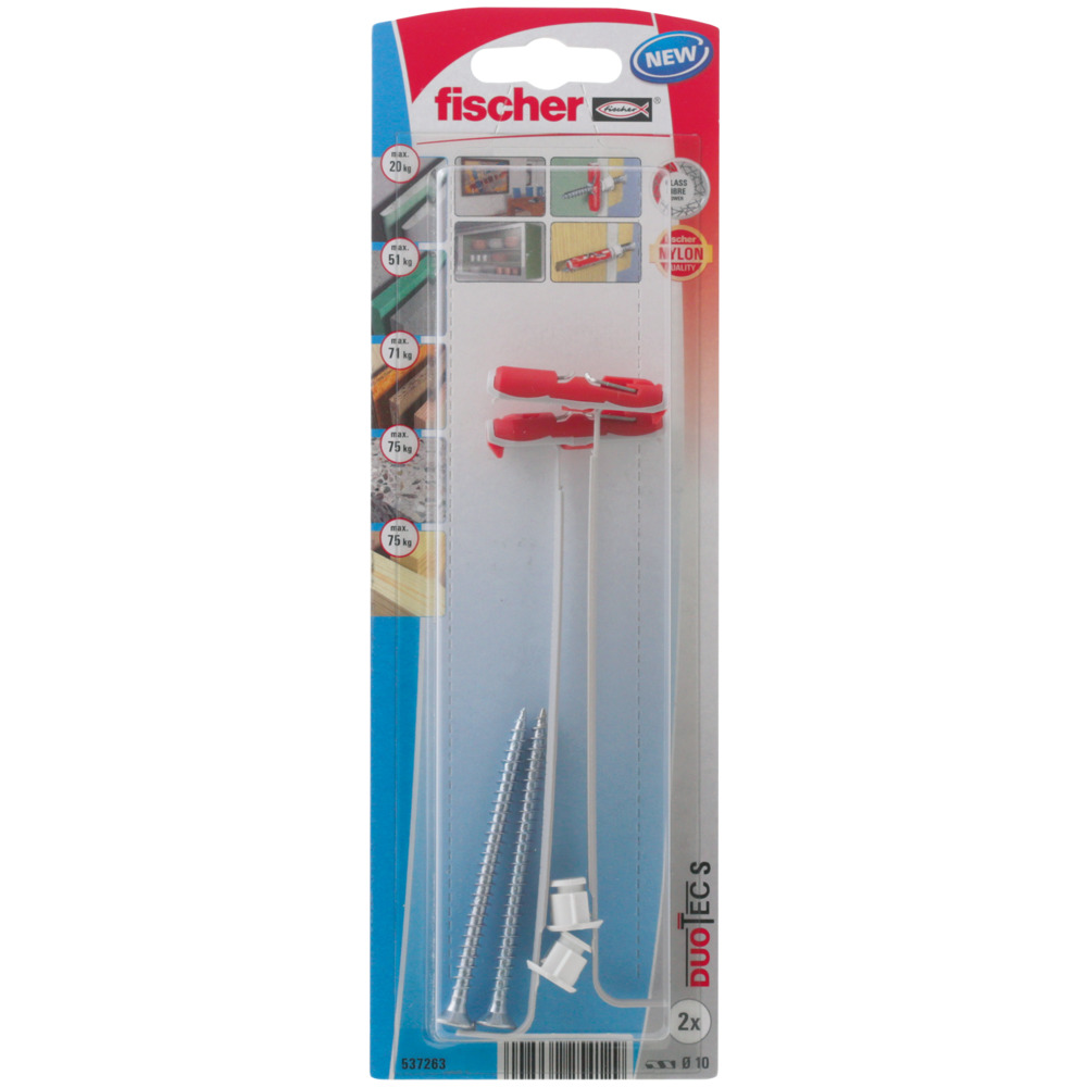 Fischer Dowel Duotec With Countersunk Screw - Grey/Red Wall Anchor Set, 25 Pieces